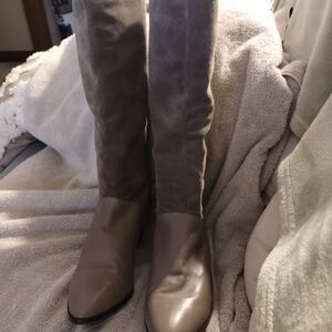 Genuine Leather Gray Heeled Boots